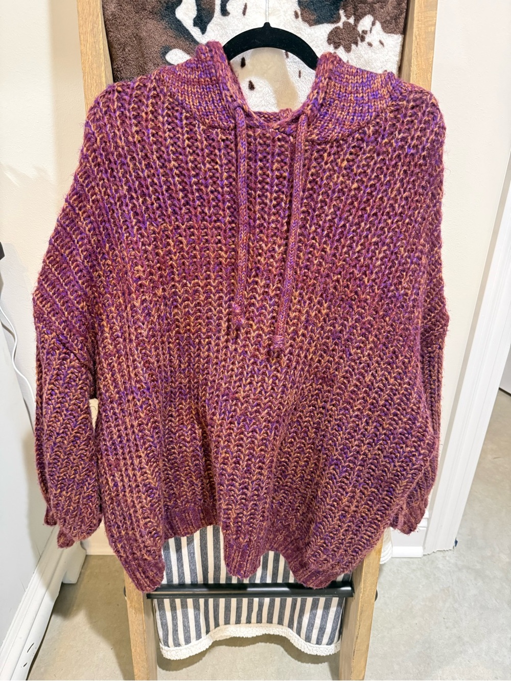 EARTHBOUND Purple Multi-Blend Chunky Knit Cowl Sweater
